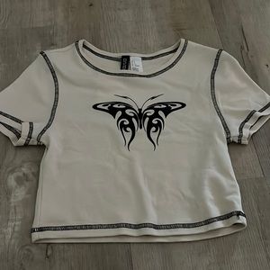 H&M Cream Butterfly Baby Tee (Size Small)